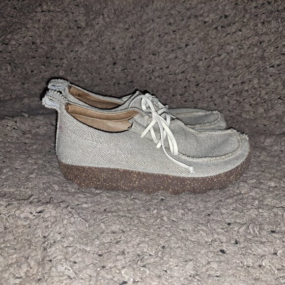 ASPORTUGUESAS-Beige Hemp Fabric Lace Up Loafers-Sz 37-Excellent - Picture 5 of 8